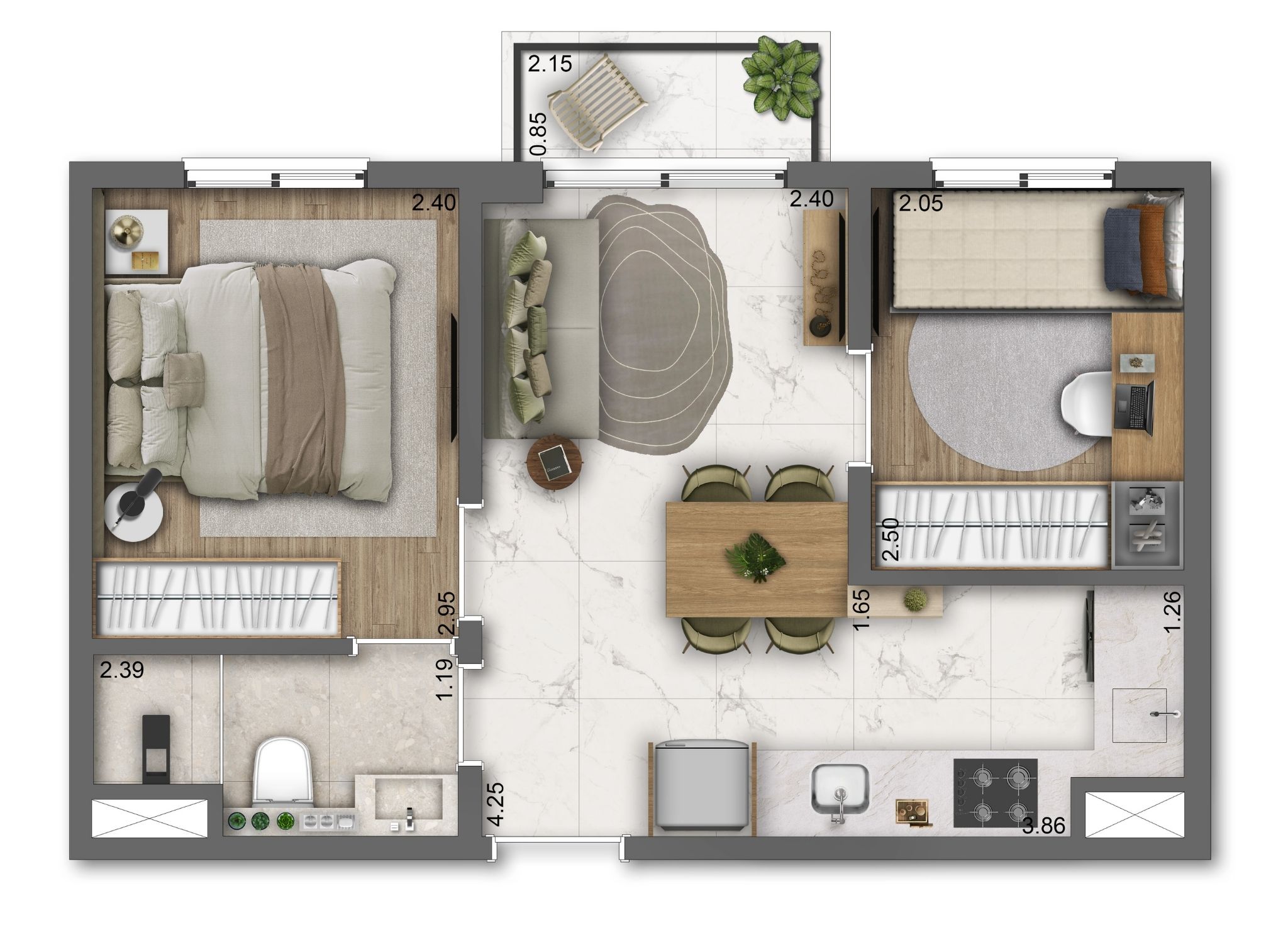 Vila Leopoldina III | 34m² | 2 Dorms | Tipo